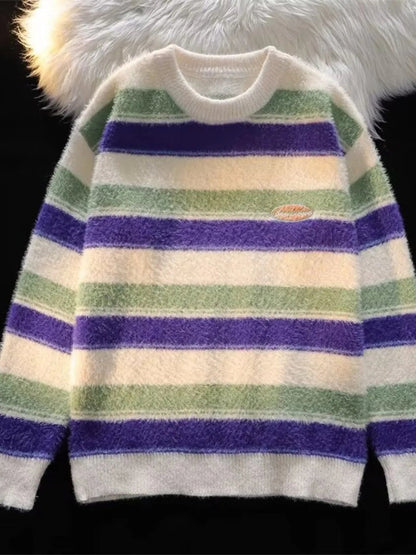 Men's Striped Fuzzy Knit Pullover Sweater - DicartluzeDicartluzed9c39426ff464160bf5125805efc8945 - Max - Origin