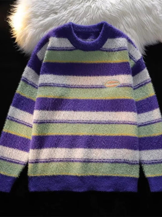 Men's Striped Fuzzy Knit Pullover Sweater - DicartluzeDicartluze019c1943f3d047c1b25d61b6886f250e - Max - Origin