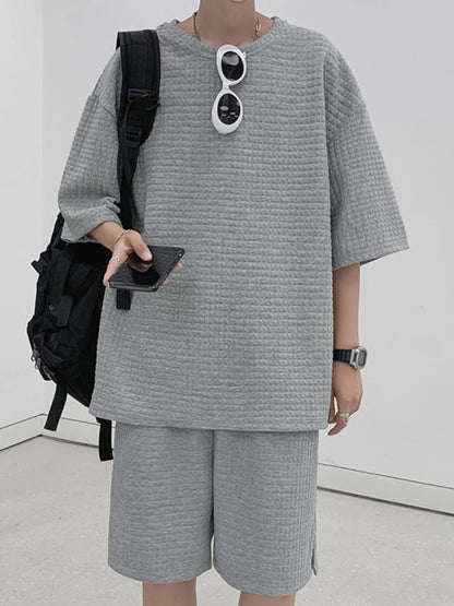 Men's Textured Short Sleeve T-Shirt and Shorts Set - DicartluzeDicartluzef9a302cc - 3887 - 4cd2 - aca7 - 42befb48d135 - Max - Origin