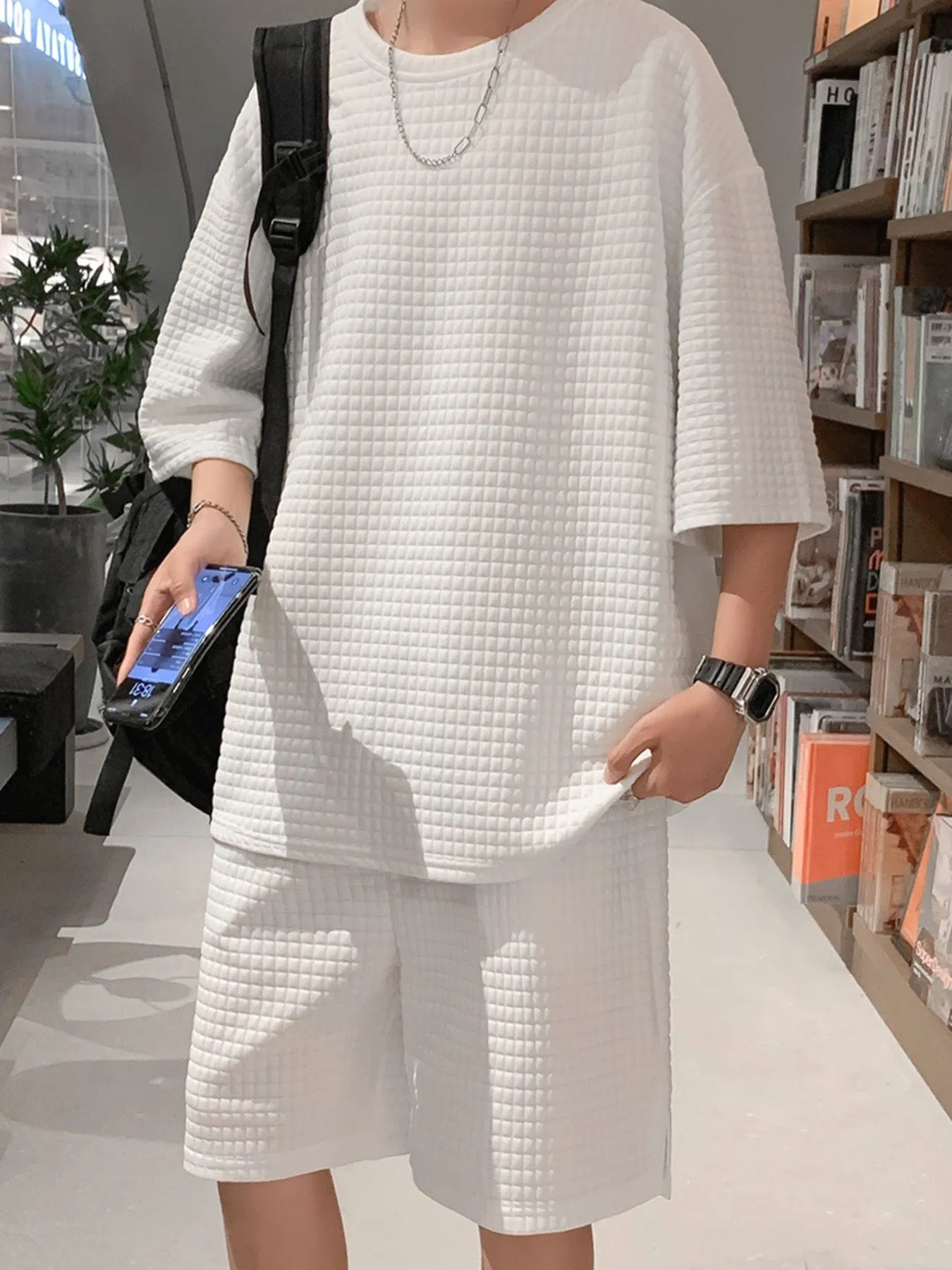 Men's Textured Short Sleeve T-Shirt and Shorts Set - DicartluzeDicartluze02919d83 - 4e48 - 4850 - 83a9 - a06c09d37b2a - Max - Origin