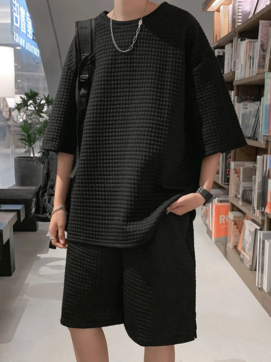 Men's Textured Short Sleeve T-Shirt and Shorts Set - DicartluzeDicartluze531da081 - 75b2 - 441c - 8d1f - 86c25724104a - Max - Origin