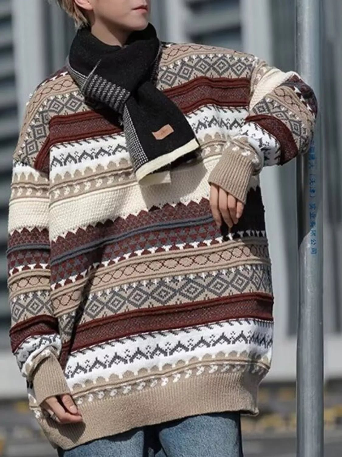 Men's Vintage Pattern Round Neck Knitted Sweater - DicartluzeDicartluzedf843de3 - c6b6 - 4707 - a0cd - a3608b737aaf - Max - Origin