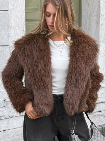 Open Front Faux Fur Cropped Jacket - DicartluzeDicartluze7f22d11b - 3aaa - 42dc - ac67 - 7ca4fc339843 - Max - Origin