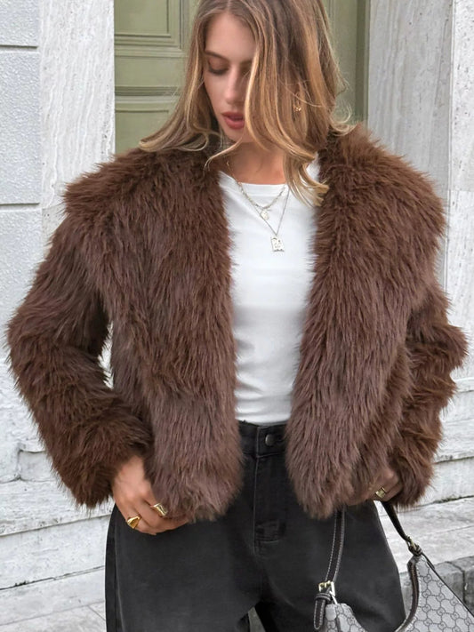 Open Front Faux Fur Cropped Jacket - DicartluzeDicartluze7f22d11b - 3aaa - 42dc - ac67 - 7ca4fc339843 - Max - Origin