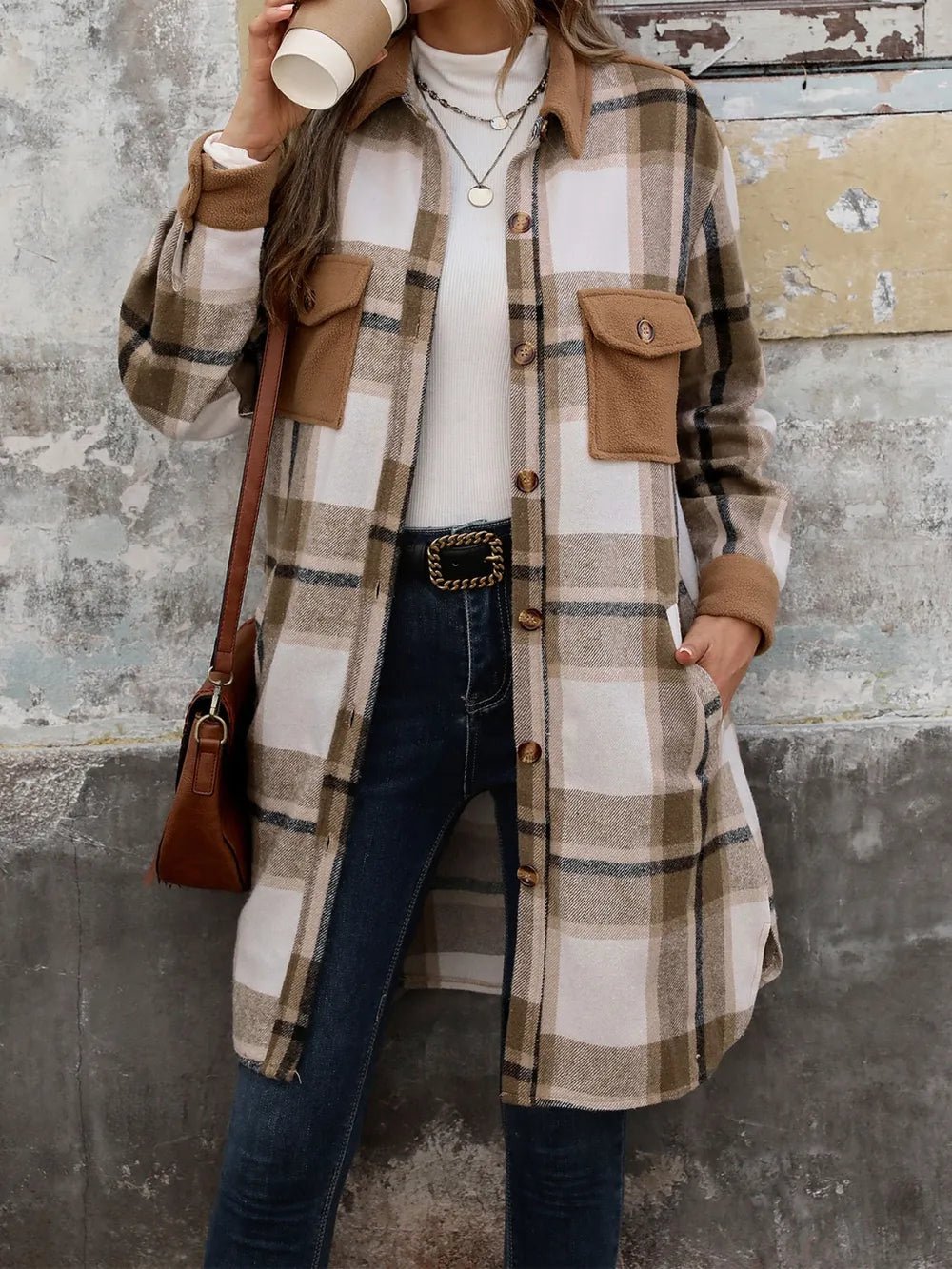 Perfee Plaid Button Up Long Sleeve Coat - DicartluzeDicartluze8a0447f4 - baf9 - 44c8 - b512 - d28d59a26954 - Max