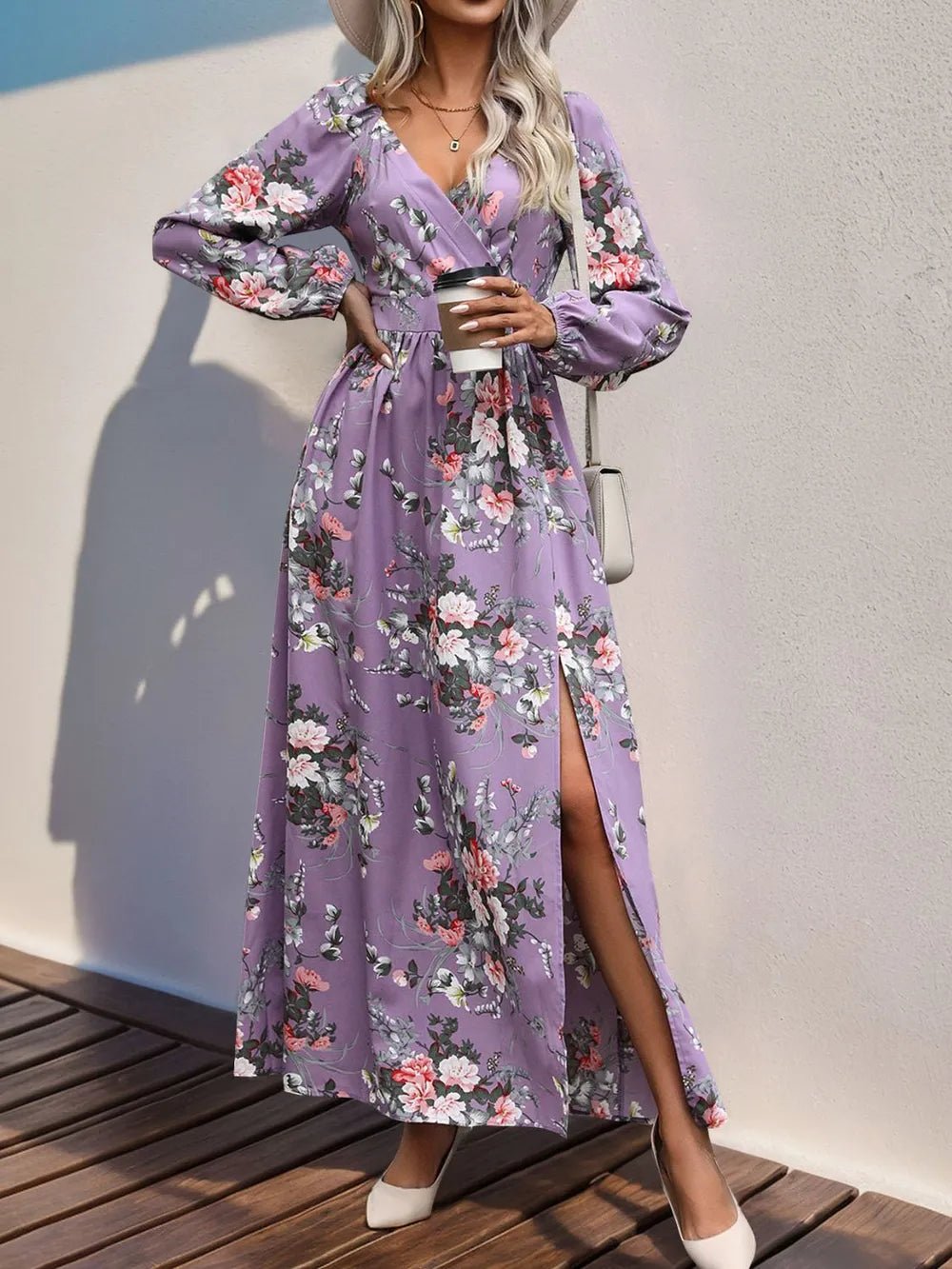 Perfee Slit Printed Surplice Long Sleeve Maxi Dress - DicartluzeDicartluzeced9dcc9 - 73d1 - 4cca - a961 - bcbc094021f1 - Max