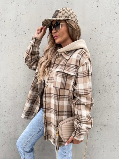 Plaid Dropped Shoulder Hooded Jacket - DicartluzeDicartluze304cfc2e - 7ed2 - 4441 - b137 - 17ce5be63653 - Max