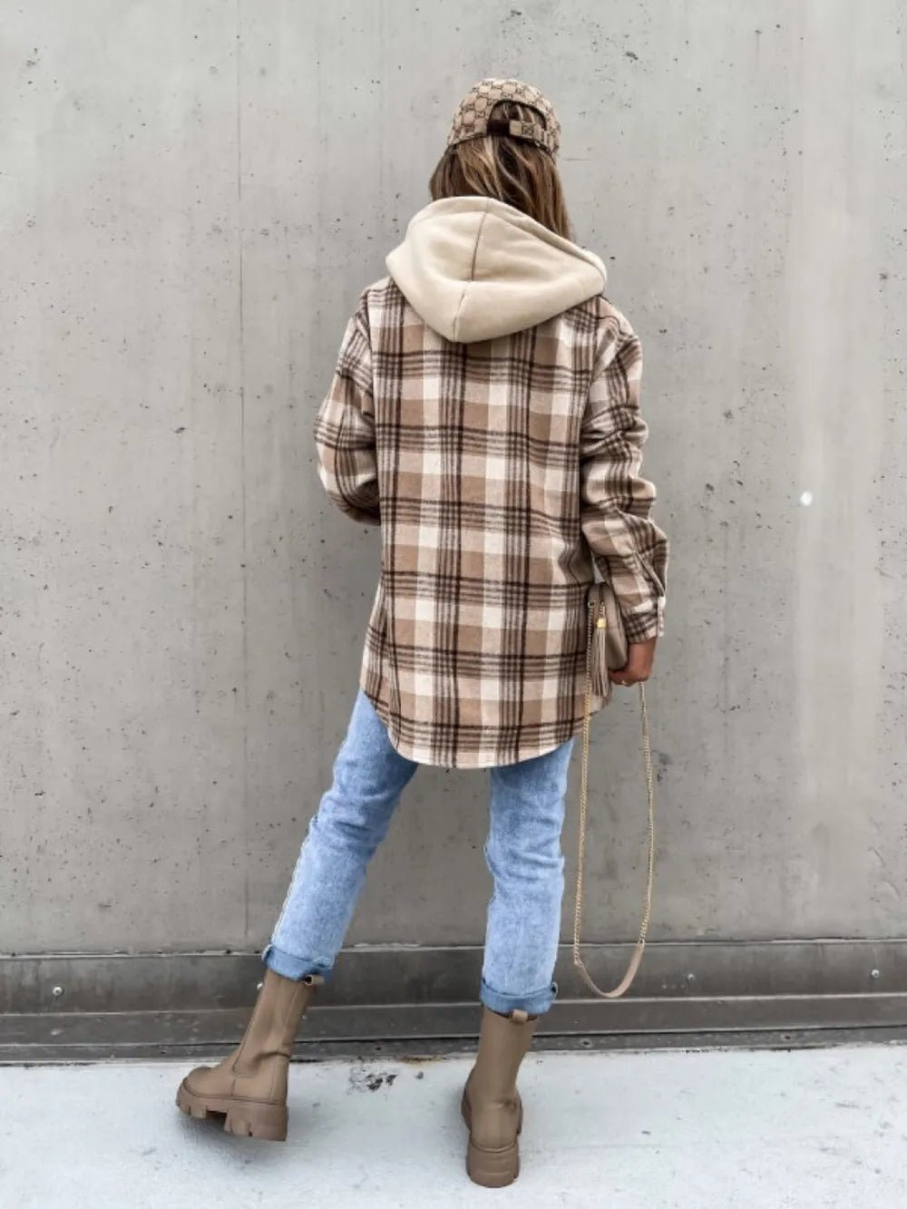 Plaid Dropped Shoulder Hooded Jacket - DicartluzeDicartluzeab03cf76 - 48e3 - 4bd9 - b8b2 - c976174178eb - Max