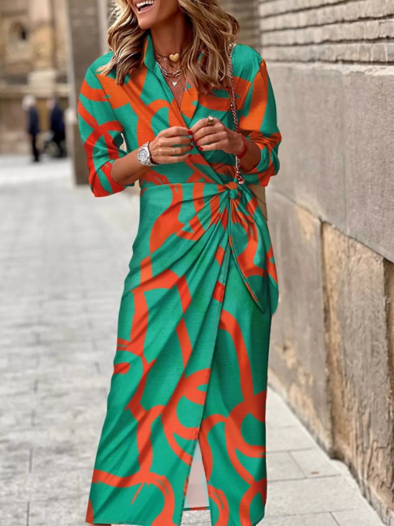 Printed Collared Neck Shirt Dress - DicartluzeDicartluzeeed05e3d935e4cac858f56158fcde678 - Max - Origin