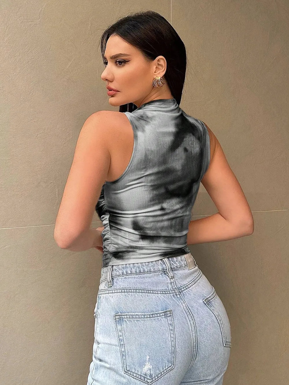 Printed Mock Neck Ruched Tank - DicartluzeDicartluze13cf86df - e04b - 40b9 - 9017 - 3998f7a80502 - Max