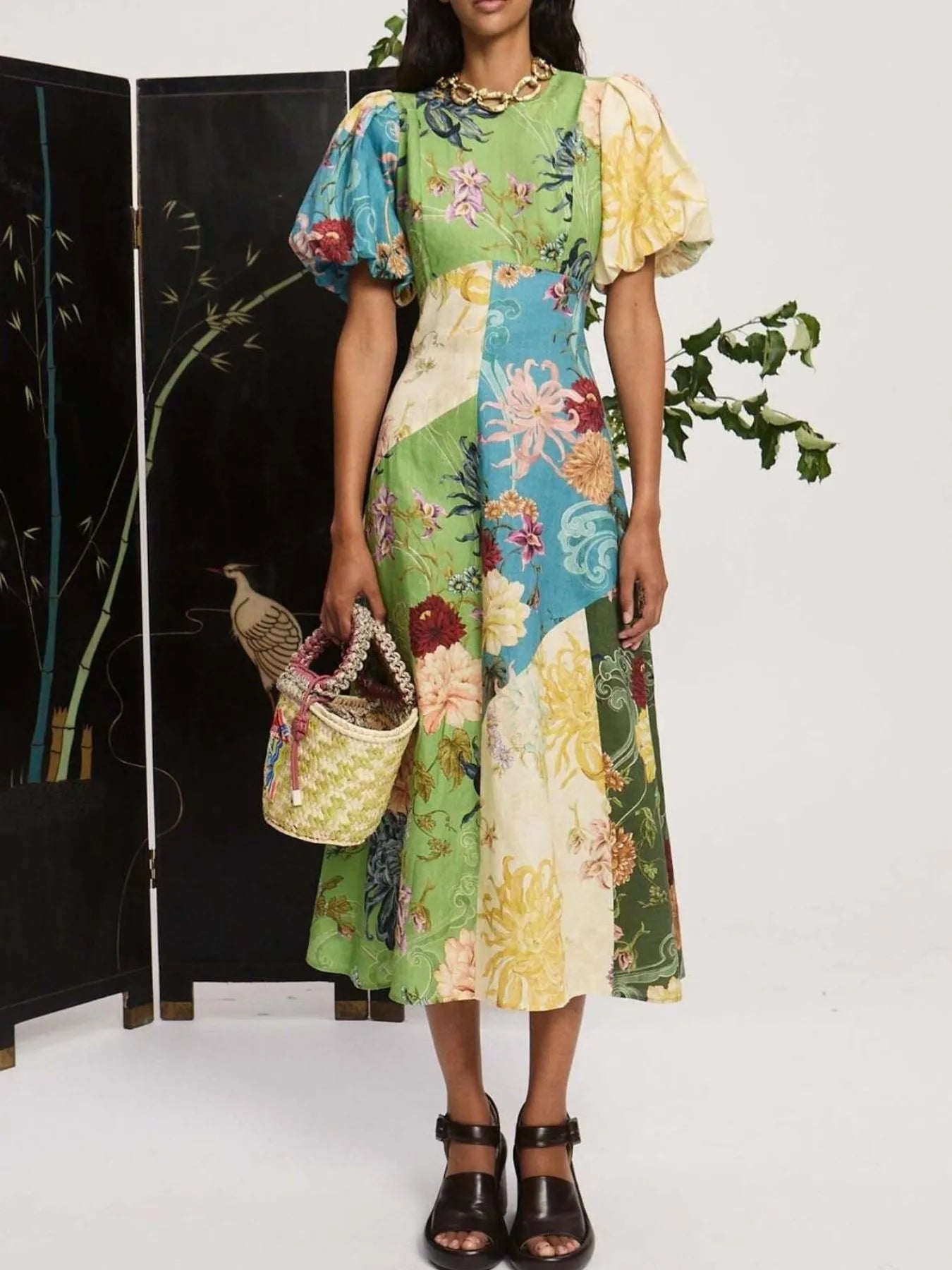 Printed Round Neck Puff Sleeve Dress - DicartluzeDicartluzee986639b - d5ec - 4e7c - 91fb - 7e4ccfba4017 - Max - Origin