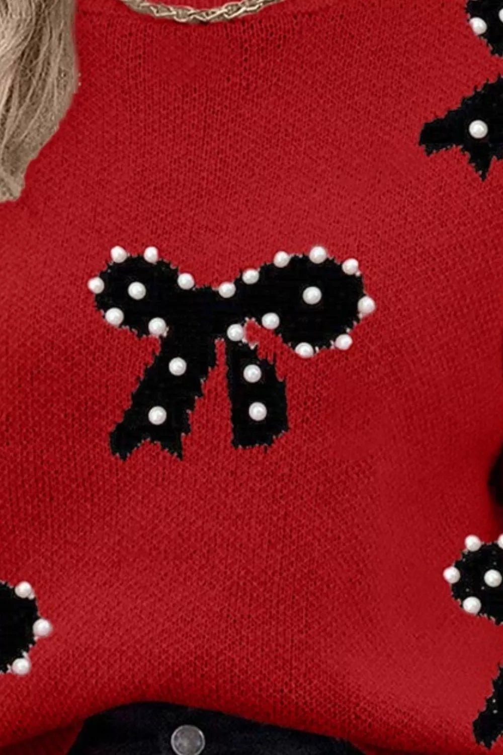 Round Neck Bow Pattern Pearl - Embellished Sweater - DicartluzeDicartluzedee28f1e - b7de - 488d - 85f5 - 379e15ad6d9a - Max - Origin