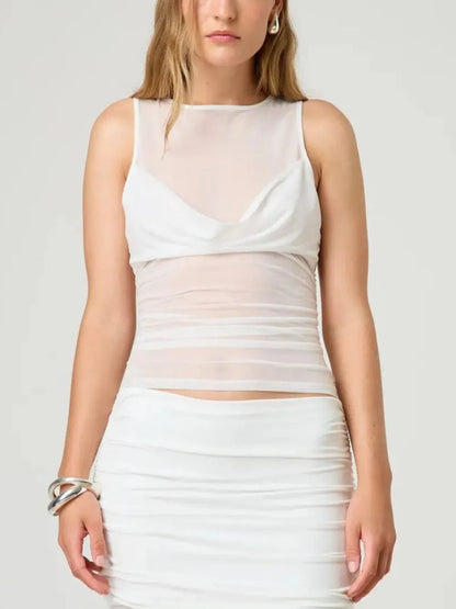 Ruched Round Neck Tank - DicartluzeDicartluze3b24311a - 32f7 - 4f70 - bdd9 - 3bb2b2342298 - Max