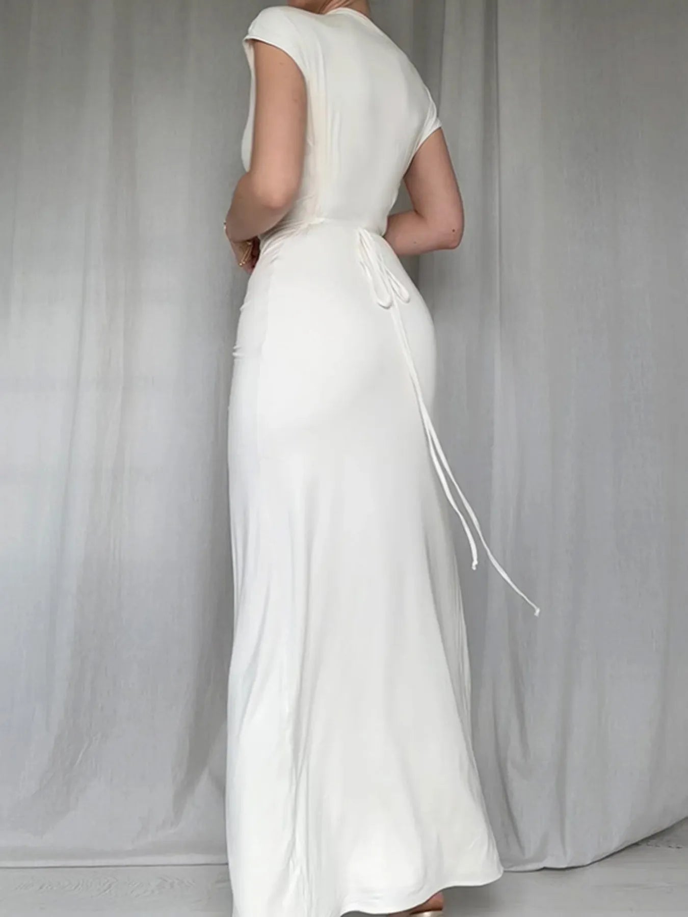 Ruched Slit Cap Sleeve Maxi Dress - DicartluzeDicartluzea99368c67118460f80b898a456aa630b - Max - Origin