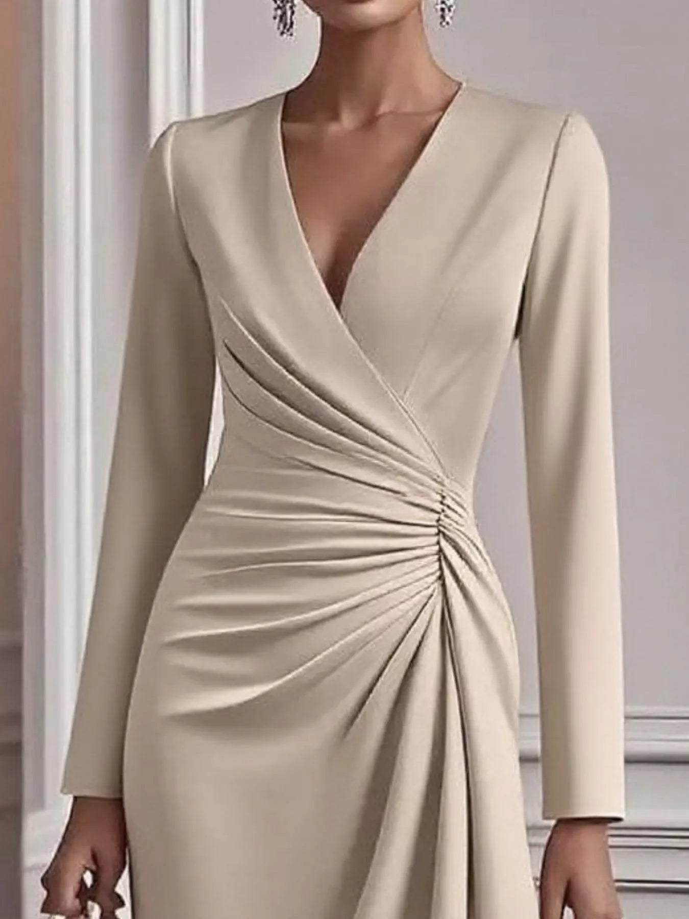 Ruched Surplice Long Sleeve Dress - DicartluzeDicartluze9c1805f9 - 34e8 - 4e3d - a2cd - e6bae5df716e - Max - Origin