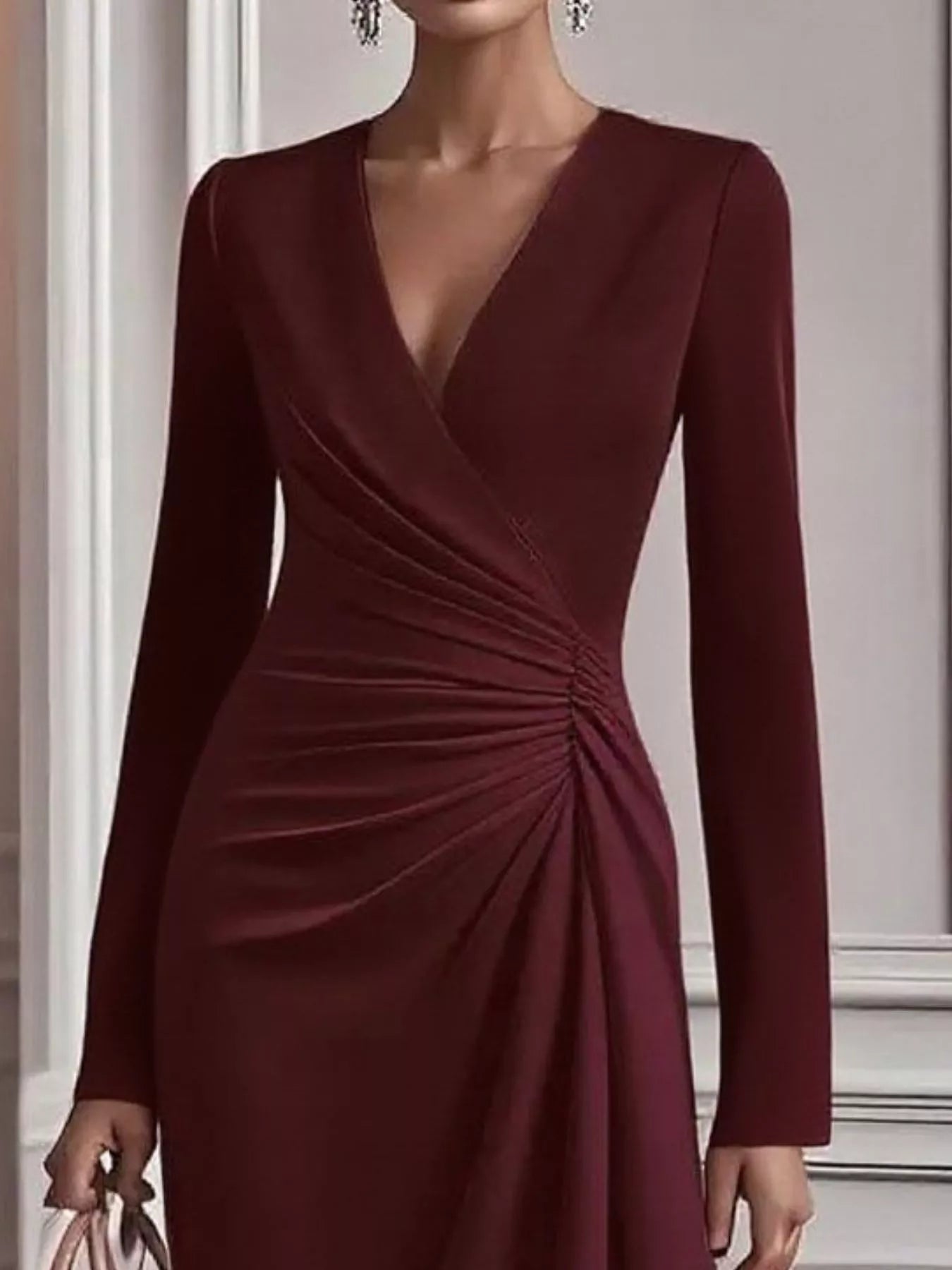 Ruched Surplice Long Sleeve Dress - DicartluzeDicartluzeb6062e67 - f853 - 40cb - 9ed6 - a4be4c715391 - Max - Origin