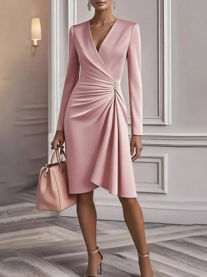 Ruched Surplice Long Sleeve Dress - DicartluzeDicartluze0ed268ee2cb34b7d94a2a7df616fa721 - Max - Origin
