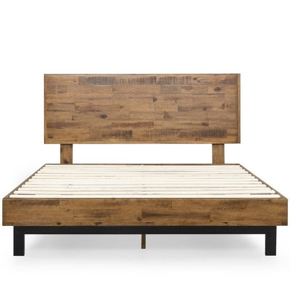 Rustic FarmHome Low Profile Pine Slatted Platform Bed in King - DicartluzeBedroom > Bed Frames > Platform BedsDicartluzeRustic FarmHome Low Profile Pine Slatted Platform Bed in King