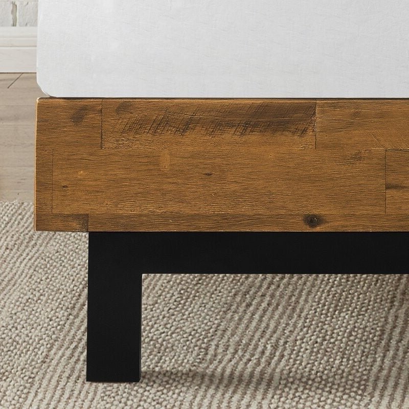 Rustic FarmHome Low Profile Pine Slatted Platform Bed in King - DicartluzeBedroom > Bed Frames > Platform BedsDicartluzeRustic FarmHome Low Profile Pine Slatted Platform Bed in King