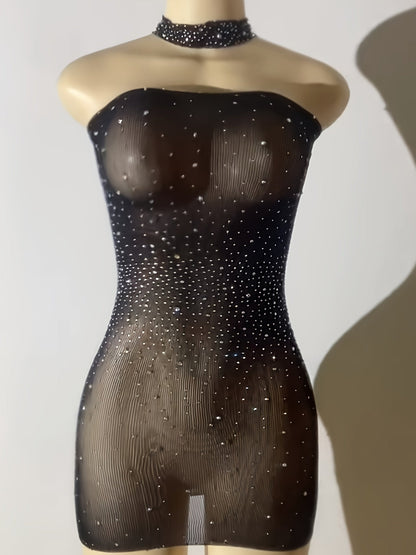 Shiny Rhinestone Bodycon Design Dress, Without Lingerie & Underpants, Women's Sexy Clothing - DicartluzeDicartluzeShiny Rhinestone Bodycon Design Dress, Without Lingerie & Underpants, Women's Sexy Clothing