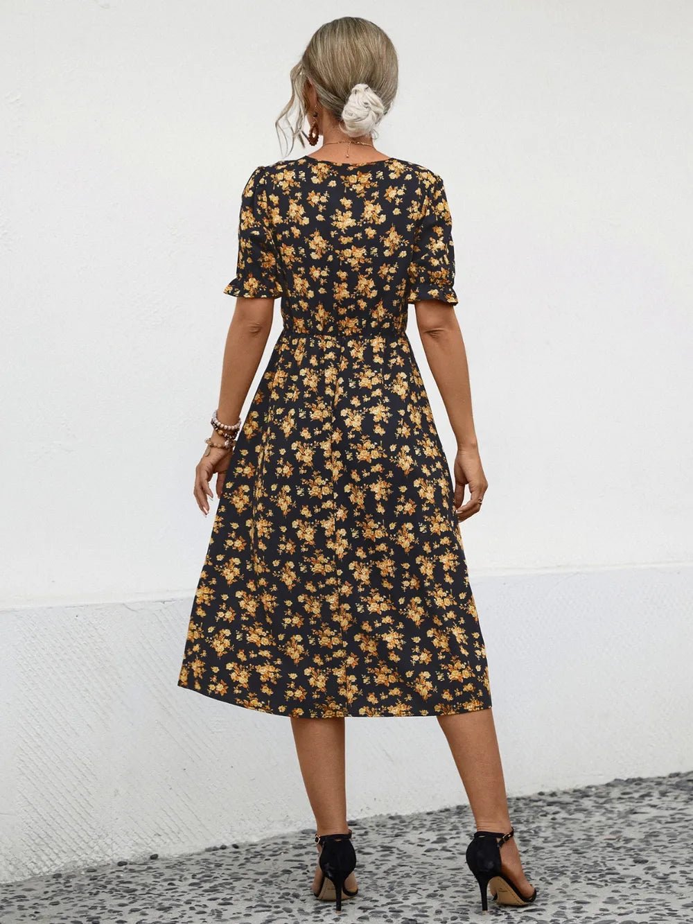 Slit Printed V - Neck Short Sleeve Dress - DicartluzeDicartluzec5bf9be8 - ee5f - 4c6d - 9110 - b6465f09e014 - Max