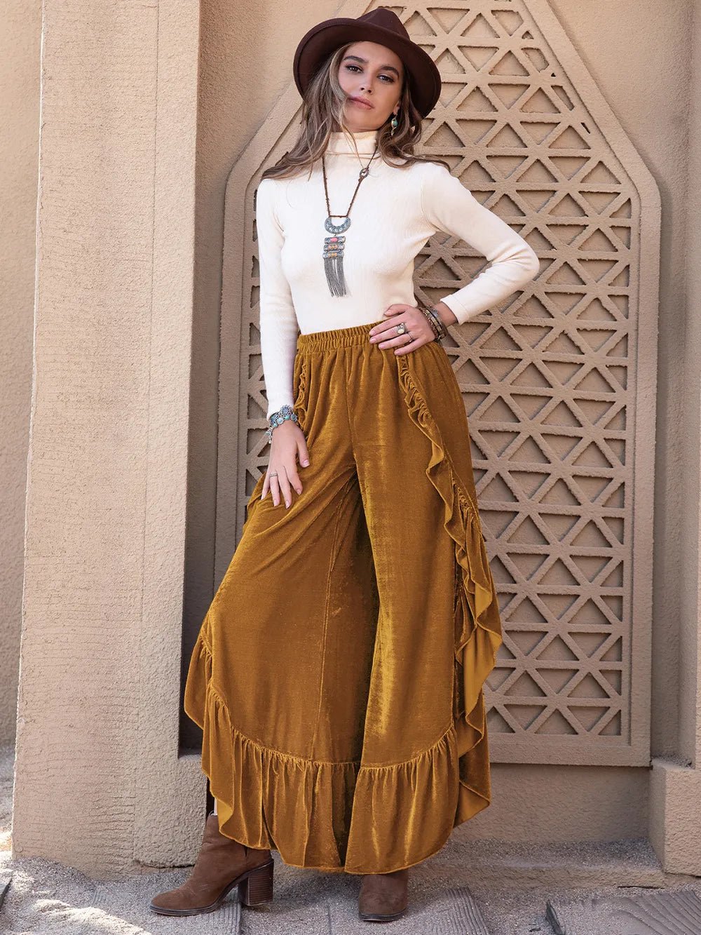 Slit Ruffled Wide Leg Pants - DicartluzeDicartluzedf9a89aa - 3e07 - 400c - a0fd - 7aaad7e2bbc6 - Max