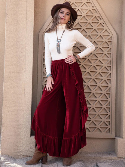 Slit Ruffled Wide Leg Pants - DicartluzeDicartluzee90bd129 - a1fc - 4296 - 8dd8 - eb7ff9485032 - Max