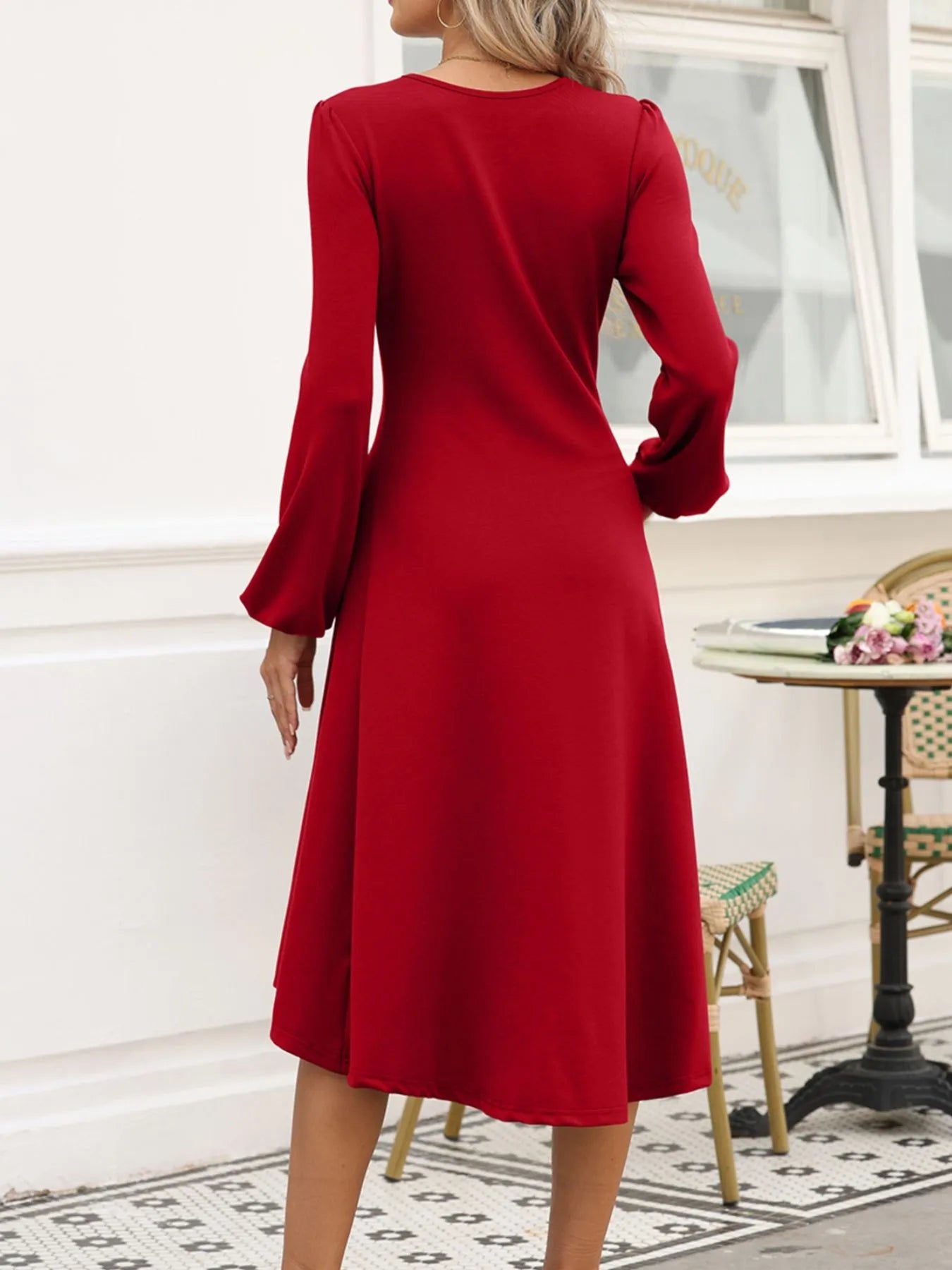 Solid Color Ruched Detail Long Sleeve Midi Dress - DicartluzeDicartluzed538c86e - 2fac - 4936 - b5ea - 63d09b5b9f12 - Max - Origin