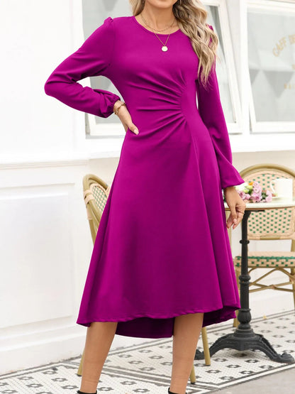 Solid Color Ruched Detail Long Sleeve Midi Dress - DicartluzeDicartluzee36235be - 6d3d - 4d2e - be0b - 4129034c35f7 - Max - Origin