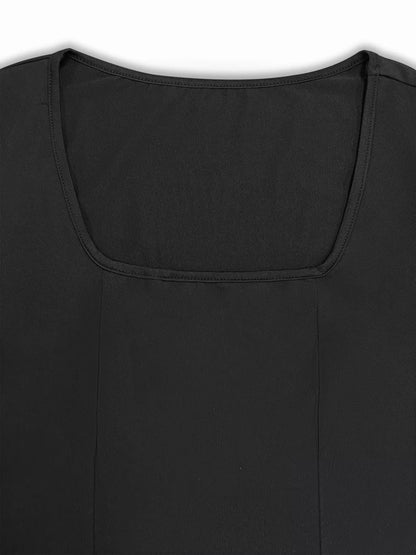 Square Neck Long Sleeve Slit Bodycon Maxi Dress - DicartluzeDicartluze28c9b7bb - 1e63 - 4cf5 - abc2 - 5aad4b069a77 - Max - Origin