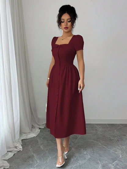 Square Neck Puff Sleeve Midi Dress - DicartluzeDicartluze61e5510d - cb58 - 4c56 - 833c - de4eaebc7173 - Max - Origin