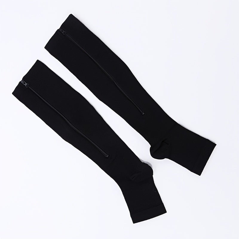 Toe Freedom Compression Socks - Comfortable, Breathable, and Quick - Drying for All - Day Wear, Sports, and Fitness - Polyester Knit Fabric, Side Zipper, and Toeless Design - DicartluzeDicartluzeToe Freedom Compression Socks - Comfortable, Breathable, and Quick - Drying for All - Day Wear, Sports, and Fitness - Polyester Knit Fabric, Side Zipper, and Toeless Design