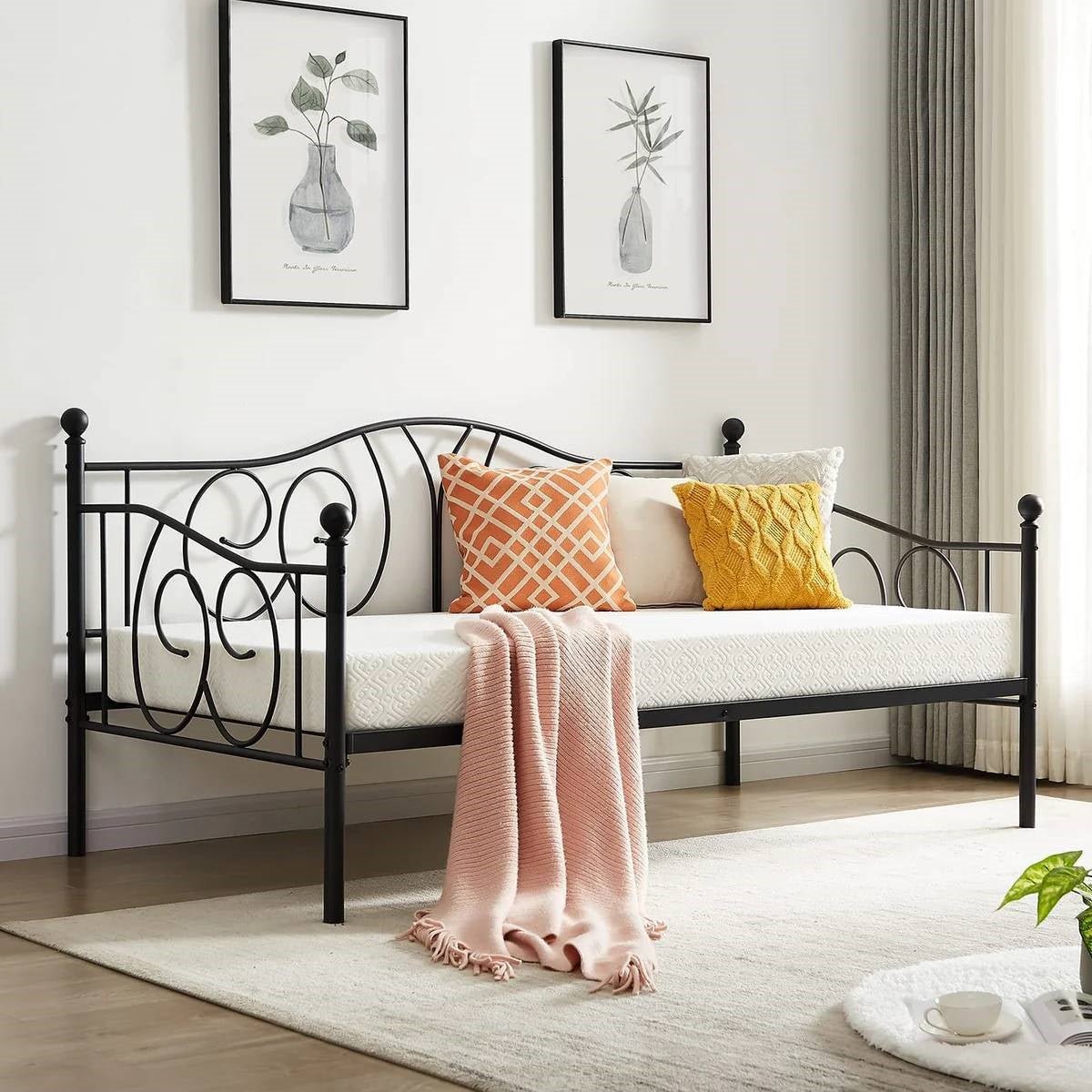 Twin size French Country Style Black Metal Day Bed Frame - DicartluzeBedroom > Bed Frames > DaybedsDicartluzeTwin size French Country Style Black Metal Day Bed Frame