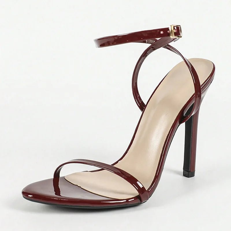 Wine Red Ankle Strap Designer heels 2025 Summer Fashion Open Toe Thin High Heels Wedding Banquet Shoes Women Sandalias - DicartluzeDicartluzeWine Red Ankle Strap Designer heels 2025 Summer Fashion Open Toe Thin High Heels Wedding Banquet Shoes Women Sandalias
