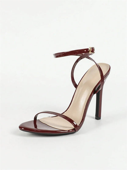 Wine Red Ankle Strap Designer heels 2025 Summer Fashion Open Toe Thin High Heels Wedding Banquet Shoes Women Sandalias - DicartluzeDicartluzeWine Red Ankle Strap Designer heels 2025 Summer Fashion Open Toe Thin High Heels Wedding Banquet Shoes Women Sandalias